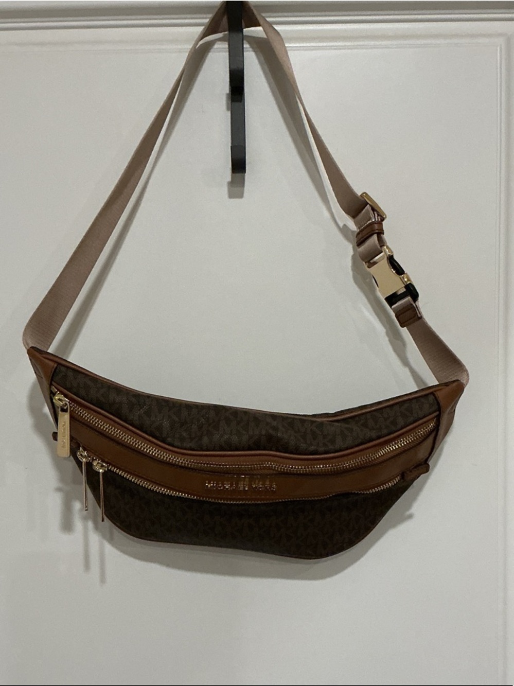 Michael Kors Brown and Tan Monogram Belt Bag